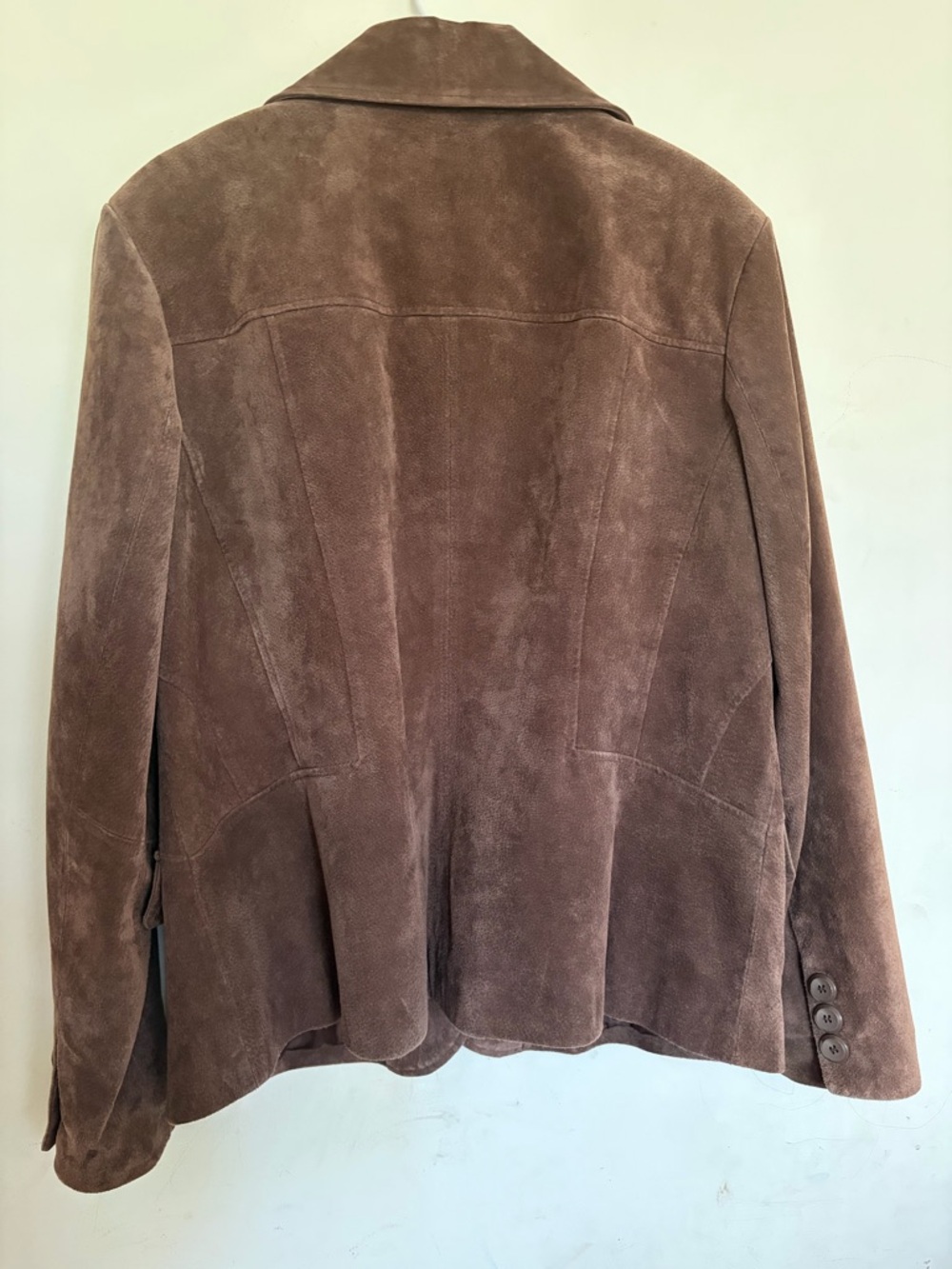 Vintage Brown Suede Leather Blazer XL Western Boho Y2K Jacket Tailored 90s - Picture 10 of 10